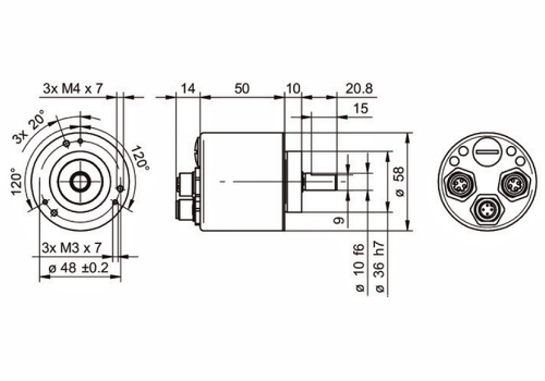 EAM580-SC0.7YPT.14160.A 绝对值编码器的尺寸图